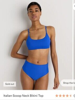NWT Quince Italian Scoop Neck Bikini Top Electric Blue Size Large Sold Out